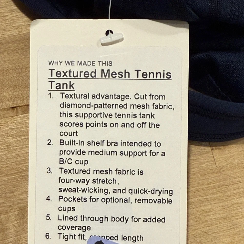 Lululemon Athletica Textured Mesh Tennis Tank Top Blue Women Size XL New